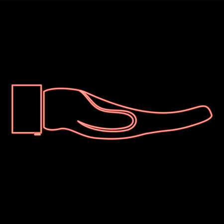 Neon hand red color vector illustration flat style light imageのイラスト素材