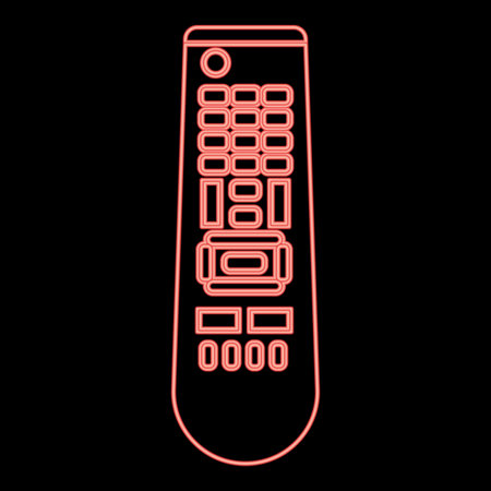 Neon remote control panel red color vector illustration flat style light imageのイラスト素材
