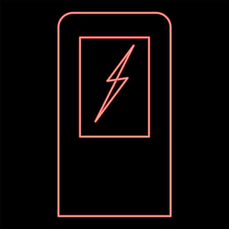 Neon electric car charging station red color vector illustration flat style light imageのイラスト素材