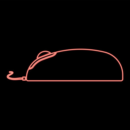 Neon computer mouse red color vector illustration flat style light imageのイラスト素材