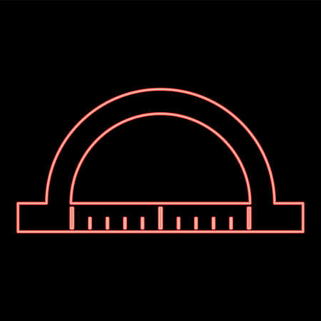 Neon protractor red color vector illustration flat style light imageのイラスト素材