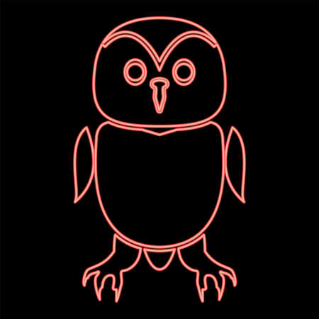 Neon owl red color vector illustration flat style light imageのイラスト素材