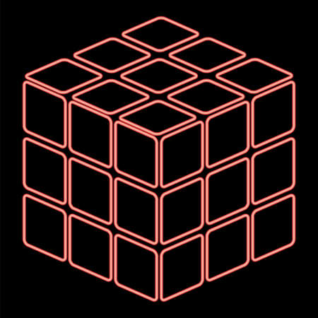 Neon rubic's cube game shape red color vector illustration flat style light imageのイラスト素材