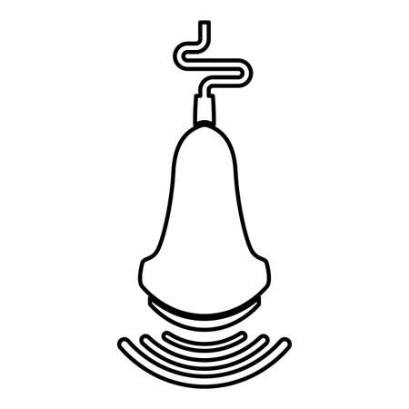 Ultrasound tool with wave medical diagnostic device equipment echograpy contour outline icon black color vector illustration flat style simple imageのイラスト素材