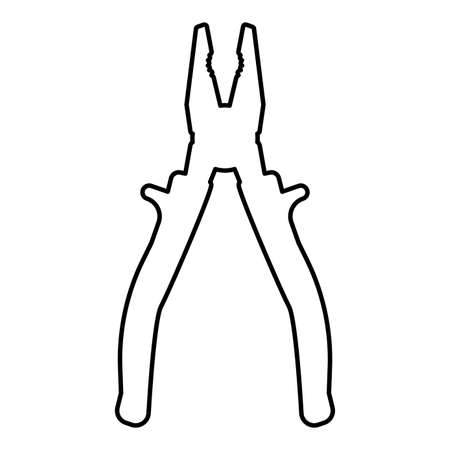 Pliers tool contour outline icon black color vector illustration flat style simple imageのイラスト素材