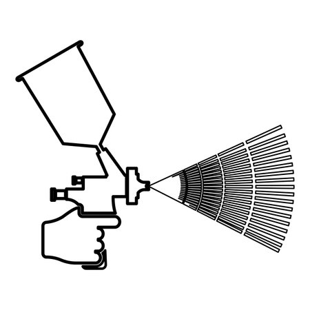 Painting tool in hand contour outline icon black color vector illustration flat style simple imageのイラスト素材