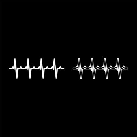 Pulse graph Heart beat Cardiogram rhythm graphic ecg Echocardiogram icon white color vector illustration flat style simple image setのイラスト素材