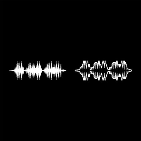 Sound wave audio digital equalizer technology oscillating music icon white color vector illustration...