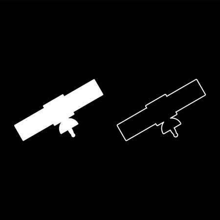 Satellite silhouette World global net concept space icon white color vector illustration flat style simple image setのイラスト素材