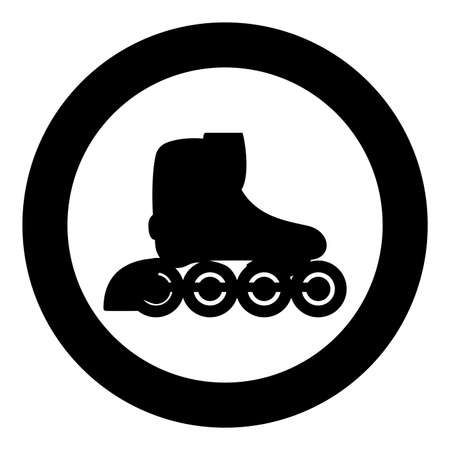 Roller skates blades Personal transportation icon in circle round black color vector illustration image solid outline style simpleのイラスト素材