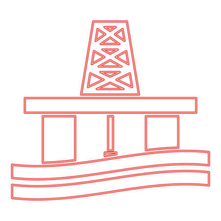 Neon petroleum platform red color vector illustration image flat style lightのイラスト素材