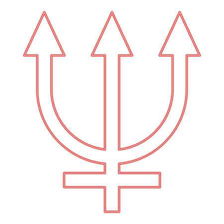 Neon neptune symbol red color vector illustration image flat style lightのイラスト素材