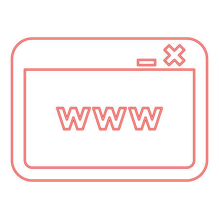Neon window browser internet or web page red color vector illustration image flat style lightのイラスト素材
