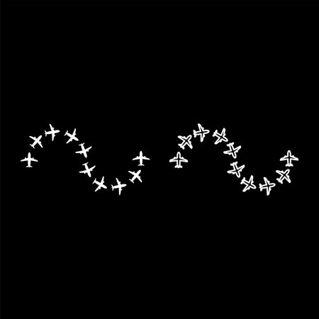 Route from airplanes flight tourism path plane flights adventure time concept itinerary fly set icon white color vector illustration image simple solid fill outline contour line thin flat styleのイラスト素材