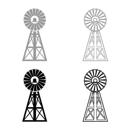 Wind generator set icon grey black color vector illustration image simple solid fill outline contour line thin flat styleのイラスト素材