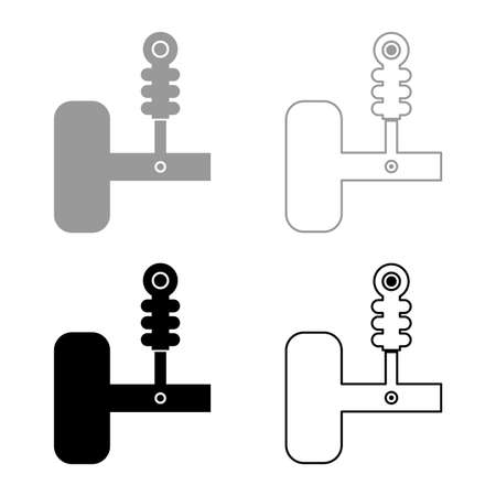 Automotive suspension shock absorber air spring car auto part set icon grey black color vector illustration image simple solid fill outline contour line thin flat styleのイラスト素材