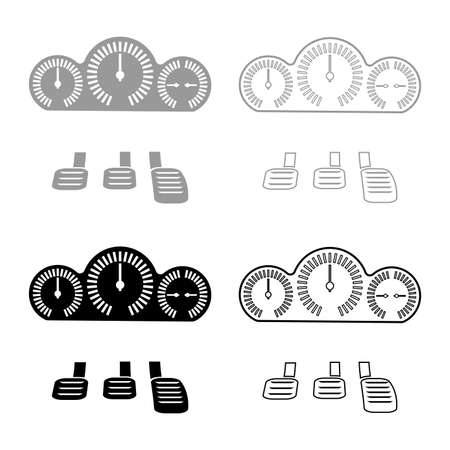 Dashboard pedals set icon grey black color vector illustration image simple solid fill outline contour line thin flat styleのイラスト素材