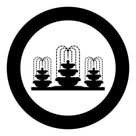 Fountain stream icon in circle round black color vector illustration image solid outline style simpleのイラスト素材