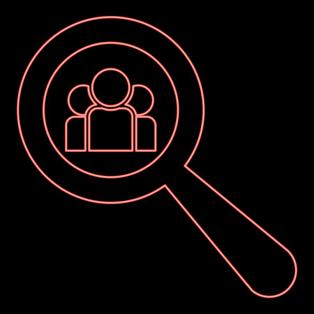 Neon people search red color vector illustration image flat style lightのイラスト素材