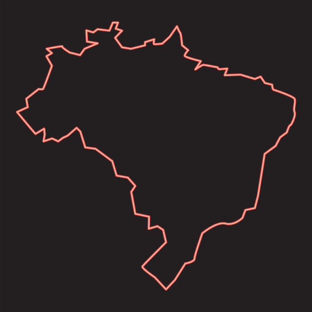 Neon map of brazil red color vector illustration image flat style lightのイラスト素材