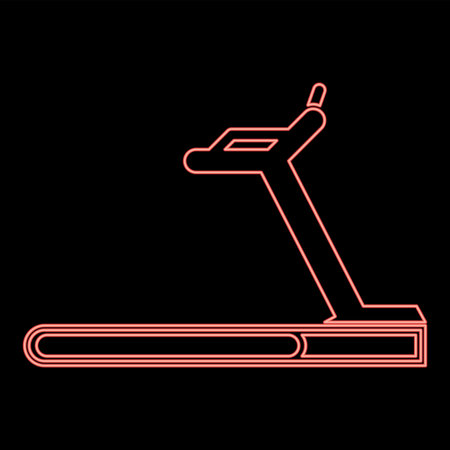 Neon treadmill machine icon red color vector illustration image flat style lightのイラスト素材