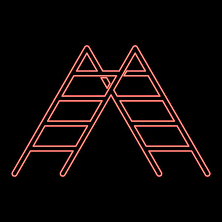 Neon step ladder icon black color vector illustration flat style simple image red color vector illustration image flat style lightのイラスト素材