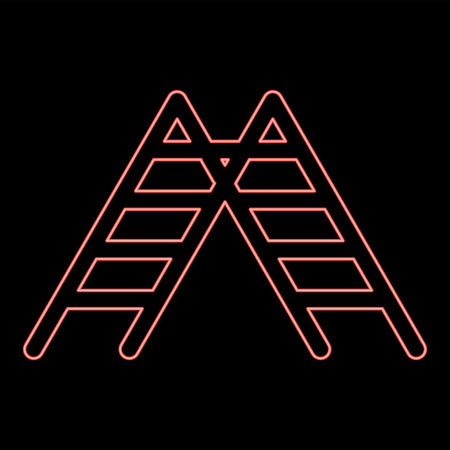 Neon stairs red color vector illustration image flat style lightのイラスト素材