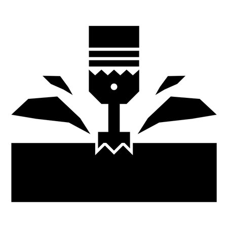 CNC milling machine material metalworking cutter plunger metalwork industry lathe plunge power tool technology tooling carving shavings icon black color vector illustration image flat style simpleのイラスト素材