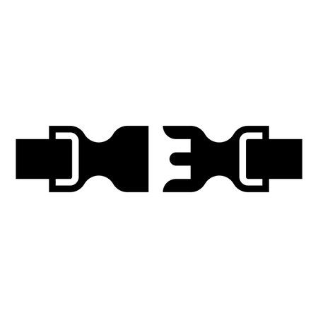 Buckle fastener clasp furniture for clothes system of fast snap join for backpack bag opened icon black color vector illustration image flat style simpleのイラスト素材