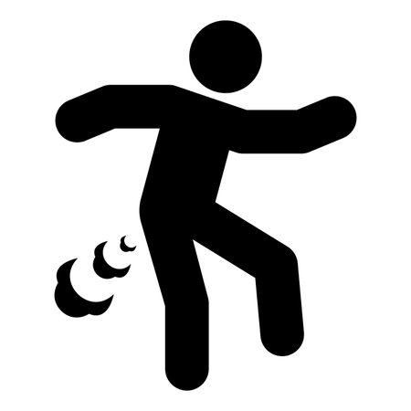 Man farts break wind farting bloating gas cloud stench bad smell flatulency icon black color vector illustration image flat style simpleのイラスト素材