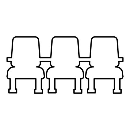 Cinema chair Chairs three contour outline line icon black color vector illustration image thin flat style simpleのイラスト素材