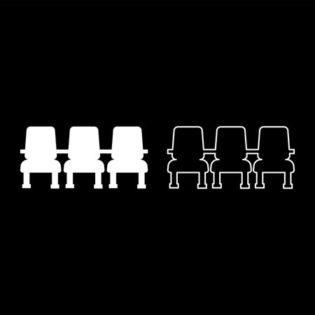 Cinema chair Chairs three set icon white color vector illustration image simple solid fill outline contour line thin flat styleのイラスト素材