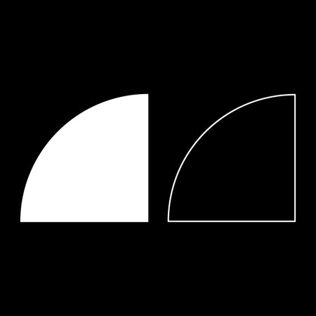 Part circle 1/4 4 four set icon white color vector illustration image simple solid fill outline contour line thin flat styleのイラスト素材