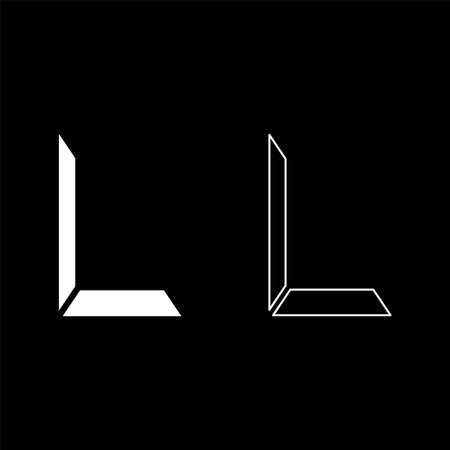 Part border for picture corner frame set icon white color vector illustration image simple solid fill outline contour line thin flat styleのイラスト素材