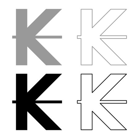 Sign kip currency symbol Laos set icon grey black color vector illustration image simple solid fill outline contour line thin flat styleのイラスト素材
