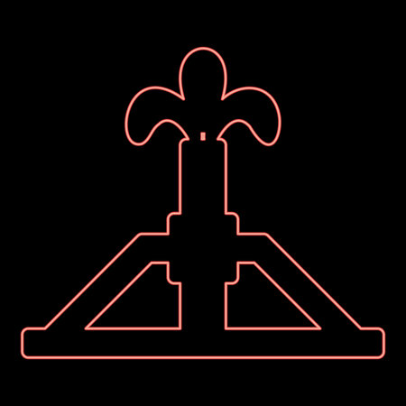 Neon oil derrick rig gusher red color vector illustration image flat style lightのイラスト素材