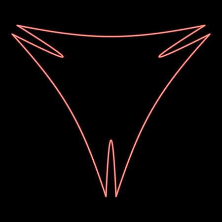 Neon triangle abstract shape for banner superhero sign red color vector illustration image flat...