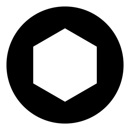 Rubber gasket puck under hexagon in circle icon black color vector illustration image flat style simpleのイラスト素材