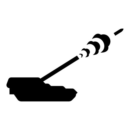 Self-propelled howitzer artillery system archer shoots projectile shell icon black color vector illustration image flat style simpleのイラスト素材