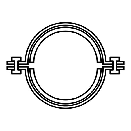 Metal clamp with rubber band hose contour outline line icon black color vector illustration image thin flat style simpleのイラスト素材