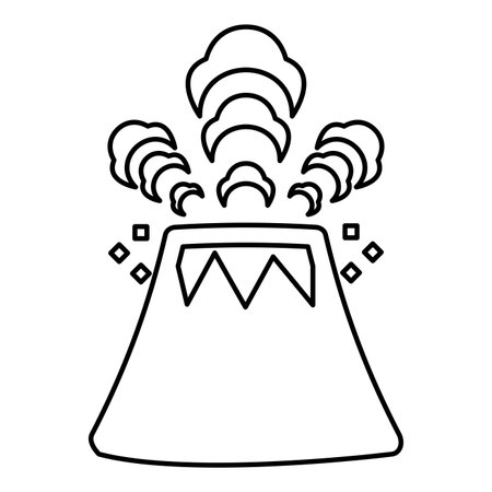 Volcano spewing lava and rocks contour outline line icon black color vector illustration image thin flat style simpleのイラスト素材