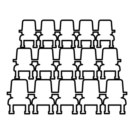 Chairs in cinema armchairs theater hall seats entertainment performance contour outline line icon black color vector illustration image thin flat style simpleのイラスト素材
