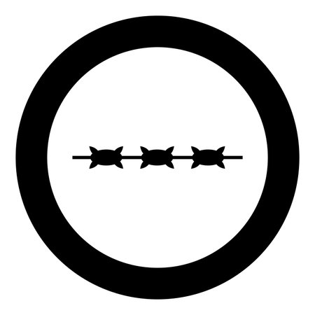 Barbed wire prison concept icon in circle round black color vector illustration image solid outline style simpleのイラスト素材