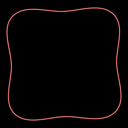 Neon square have rounded corners rectangle shape red color vector illustration image flat style lightのイラスト素材
