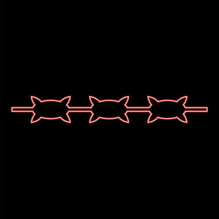 Neon barbed wire prison concept red color vector illustration image flat style lightのイラスト素材