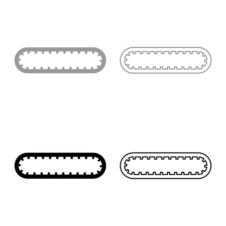 Strap for engine toothed belt for gear cambelt timing gas distribution mechanism set icon grey black color vector illustration image simple solid fill outline contour line thin flat styleのイラスト素材