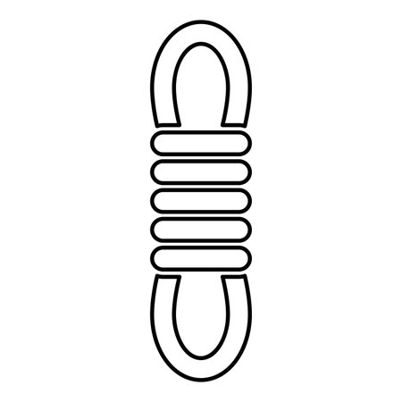 Rope climber hank bunch coil mountaineering alpinism equipment mount extreme sport camping outdoor activities contour outline line icon black color vector illustration image thin flat style simpleのイラスト素材