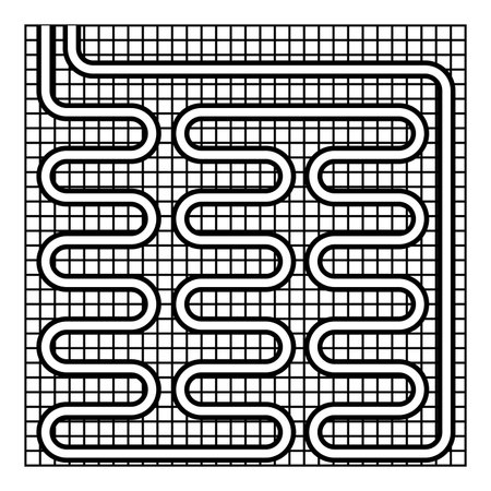 Electric floor heating warm heated contour outline line icon black color vector illustration image thin flat style simpleのイラスト素材