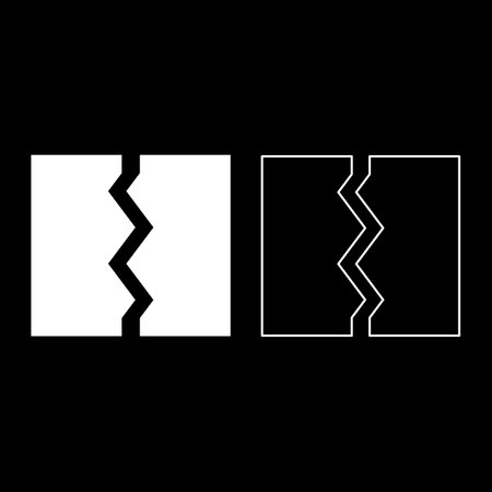 Breach broken torn tear object document set icon white color vector illustration image simple solid fill outline contour line thin flat styleのイラスト素材