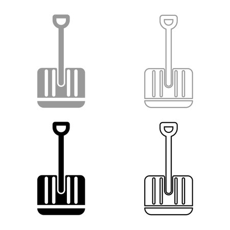 Winter shovel set icon grey black color vector illustration image simple solid fill outline contour line thin flat styleのイラスト素材